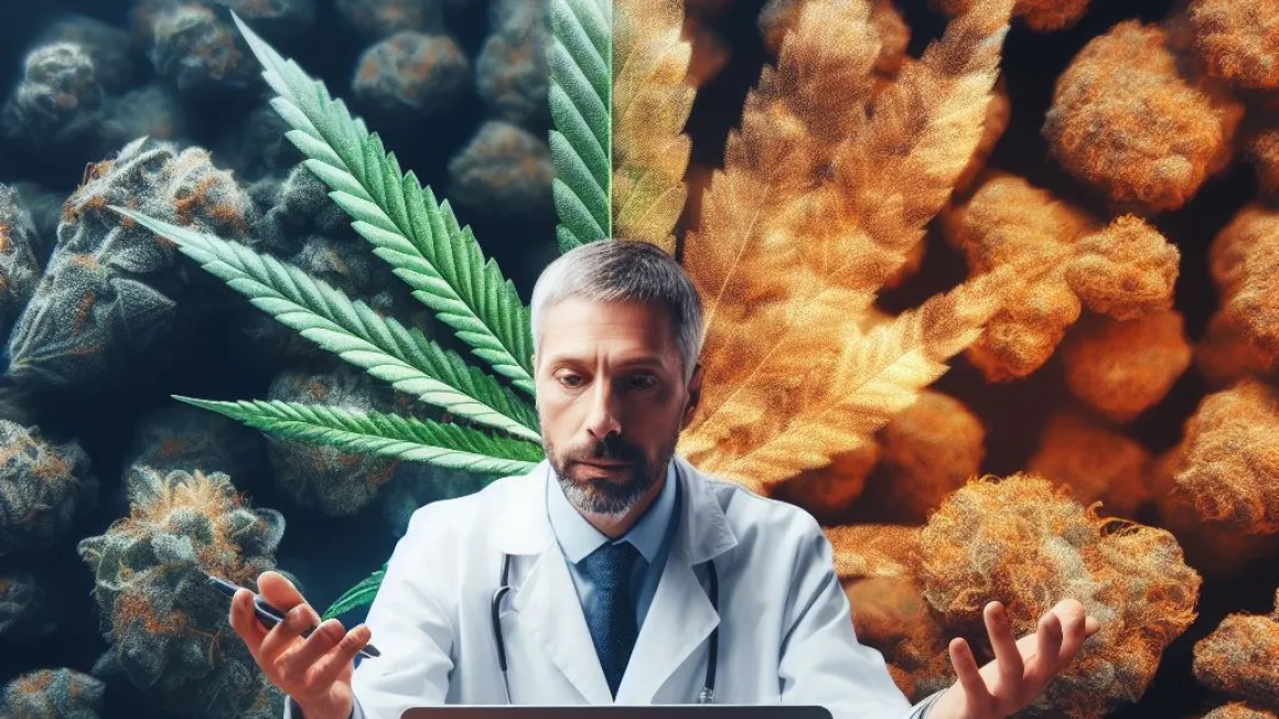 Photo of a scientist comparing cannabis strains on Ganjacy.com