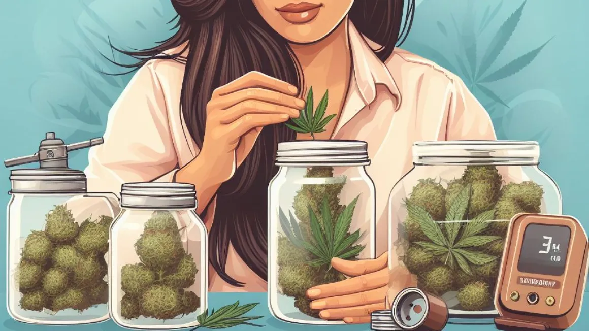 Woman with mason jars full of weed on Ganjacy.com