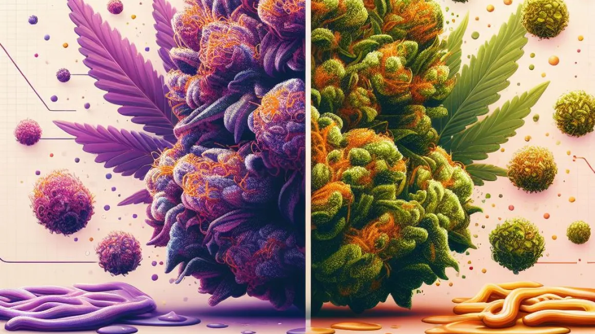 A picture of natural vs synthetic weed