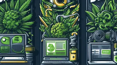 Poster style illustration of Cannabis and creative work.
